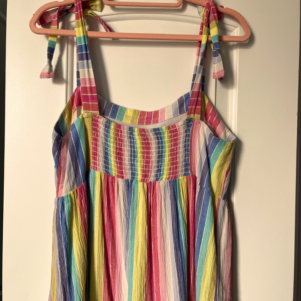 Draper James RSVP Maxi Dress Women's Size XL Rainbow Stripe Tie Strap - Picture 7 of 8